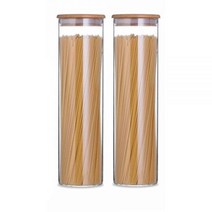 Cestari Pasta Storage Jars: Spaghetti Container Glass Jar with Bamboo Lid Airtight Dry Food Kitchen