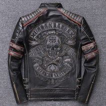 리얼 가죽 남성 헤드레스트 소가죽 슬림 숏 재킷 아우터 할리 데이비슨 자켓
