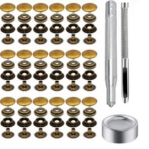 스테인레스 스틸 스냅 패스너 키트 100 피스 15mm 버튼 프레스 스터드 캡 도구 포함 해양 보트 캔버스 가방 가죽 DIY 공예, [03] Copper