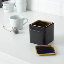 이케아 BLOMNING 블롬닝 사각 틴 케이스 10x10x10cm 커피 차 티백 보관함, 1개