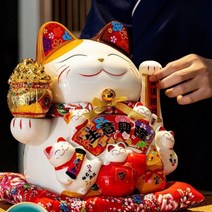 마네키네코 일식당 카운터 장식 손흔드는 행운 고양이 재물운 개업선물, 04. (7인치)