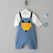 달퐁 여우포켓멜빵 7부우주복티셔츠세트