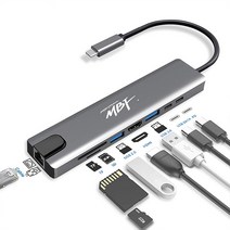 USB 타입 C 허브 타입-C HDMI 호환 4K VGA RJ45 랜 이더넷 SD TF USB-C 3.0 타입텍 3.5mm 잭 오디오 비디오 맥북 프로 OTG용, 10포트