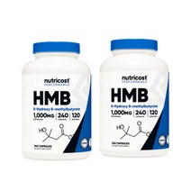 Nutricost HMB (Beta-Hydroxy Beta-Methylbutyrate) 뉴트리코스트 HMB 필수아미노산 240캡슐 2통