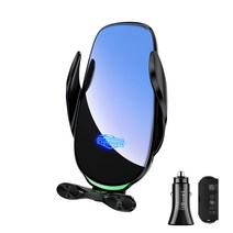 KEFAN FOD센서 15W 차량용 무선충전 거치대+고속충전시거잭, 블랙