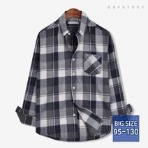 가이스토리 남성용 긴팔 셔츠 체크 빅사이즈 남방 헤나토