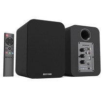 서브 우퍼 사운드 바 HiFi 스피커 80W 블루투스 붐박스 나무 책장 스피커 2.0 홈 시어터 시스템 PC tv, 01 Black