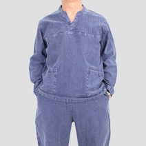 봄가을용 남성 20수 브이넥 세로핀탁 포인트 2p 세트 개량 생활한복 절복 법복 단체복