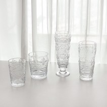 꽃무늬 유리컵 빈티지 글라스 물컵 하이볼 고블렛 카페 홈카페, 미니컵
