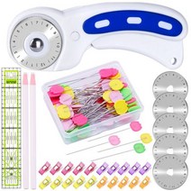 로터리 커터 키트 개 교체 블레이드 패치워크 눈금자 재봉 클립 위치 바늘 재단사 초크, 1set