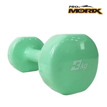 프로모릭스 육각 고무 컬러 코팅 아령 덤벨 홈트 다이어트 헬스, 3kg, 1개