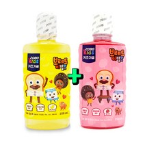 해피유니몰[2080 키즈 가그린] 어린이를 위한 저불소 키즈 가그린 가글 250ml 바나나향/딸기향(딸기향랜덤발송), 1세트, 1개