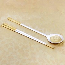 명품 전체금부 은수저 99％ 112.5g, 꽃원앙 실버