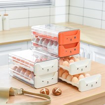 슬라이딩수납함 계란 수납함 냉장고 식품급으로 서랍식정리 오리알 넣어 아이디어 귀여운 2단 주방 정리 신선보존, T14-리필 1