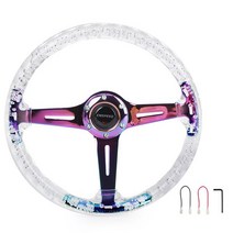 레이싱 휠 시뮬레이터 게임 핸들 14inch 350mm 새로운 스포츠 투명한 변색 70mm 경주 모터 아크릴 스티어링, 01 Purple