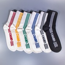 꼬랑내 남자 세줄 라인 챔프 레터링 중목 면 양말 6color
