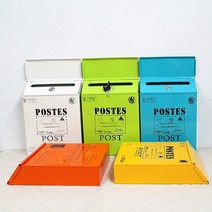 벽걸이우편함 주택 건의함 우체통 인테리어 잠금 장치가있는 유럽식 철 사서함 미국 벽걸이 형 사서함 제안 상자 목가적 인 스타일의 편지 상자 홈 장식, 레드 1