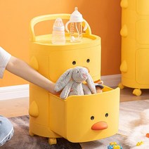 2단 3단 4단 이동식 트롤리 귀여운 오리 정리함 아이방 수납장 바퀴달린 선반