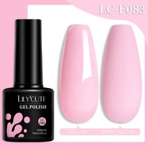 네일아트 LILYCUTE 7ml 베이스 젤 매니큐어 밝은 색상 반영구 흡수 UV LED 강화 네일 아트 닦을 필요 없는 탑 코트, 72 LC-F083