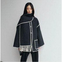TOTEME-새로운 패치워크 자수 싱글 브레스트 울 코트 루즈한 실루엣 라운드 칼라 양모 재킷 겨울 여성