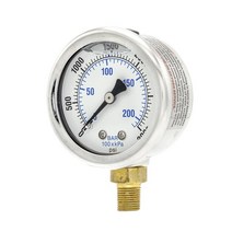 PRO-EDGE INDUSTRIAL PNEUMATICS AND CONTROLS 액체 충전 센터 백 마운트 압력 게이지 5.1cm(2인치) 다이얼 0-3000 PSI 0.3cm(1/, 1