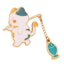 낚시 고양이 배지 합금 합금 재료 에나멜 브로치 핀을 책 가방 옷 장식
