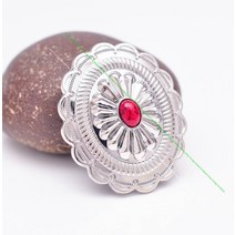 비즈공예 원석 6개 44x38mm 스테인레스 도금 미국 남동부 꽃 블랙 비드 수공예 가죽 벨트 가방 콘초 스크류, 04 Red Bead