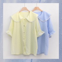 빅카라 프릴소매 면 여름 블라우스 GM