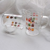 BUyuS3종류 동물 2P세트 유리컵 캐릭터 머그컵 북유럽풍굿딜 브이숍, 부엉이