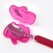 동물 캐릭터 케이스 휴대용 유아 숟가락 아기스푼 5개 시리얼 6살 3세 간식, 빨강, 상세페이지참조
