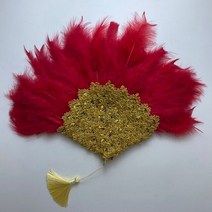 큰 사이즈 디자인 아프리카 오렌지 깃털 팬 여성용 웨딩 신부 양면 나이지리아 꽃 핸드팬 너슬 부채, 35cmx45cm, double side 9