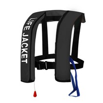 자동 팽창식 구명 조끼 자켓 부력 풍선 루어 라이프 낚시 허리 선상, 프리사이즈, 블랙