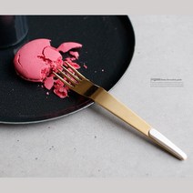 유튜브 방송 골드 디저트용 티스푼 티포크 커피숍 손님용 브런치모임, 1개, 티포크(퍼플)