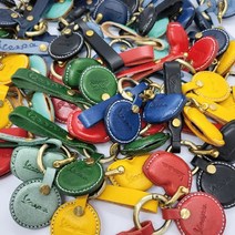 베스파 키링 소가죽 키홀더 VESPA 로고 원형 엠블럼 열쇠고리, 5번민트