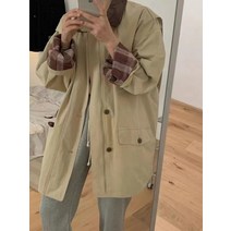 하프트렌치코트 가을 숲 스타일리쉬 오피스 긴 소매 매듭을 짓다 하프기장 와이드 루즈핏 BF 여성 2667172784