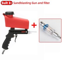 샌드블라스트 샌드블라스터 후끼 스프레이건 1/2/4PCS 조절 Sandblasting 건 샌드 블래스터 블라스팅 기계 중력 작은 휴대용 공압 발파, 3.Suit 4