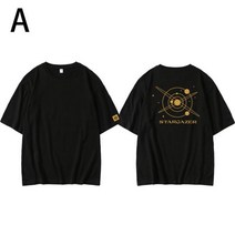 아스트로 콘서트 차은우 문빈 아스트로이드 반팔 티셔츠 루즈핏 라운드넥 반팔티셔츠 응원옷, XXL, A타입 블랙