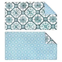 OPUX 피로 방지 주방 바닥 매트 양면 쿠션 메모리 폼 주방 러그 패드 방수 미끄럼 방지 패딩 편안한 스탠딩 매트 사무실 세탁 가정 81.3x43.2cm(32x17인치) (우, Floral Tile