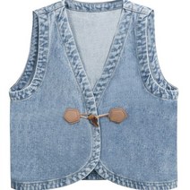 여성 빈티지 데님 베스트 아우터 레이어드 캐주얼 조끼 데님조끼 민소매 청코디 스쿨룩 데일리