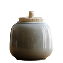 고급차엽관 도자기차통 심플차통 푸얼밀페차통 보이차통 차보관함 다관, 안개그레이, 1개