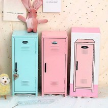 철재캐비넷 소형 락커 옷장 사물함 관물대 잠금, 미니 옷장 소녀 핑크