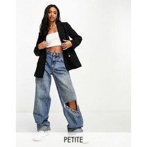 Miss Selfridge 쁘띠 블랙 오버사이즈 더블 브레스티드 블레이저