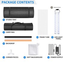 포토 촬영박스 소품 사진 스튜디오 조명 16x16 인치 밝기 가능 배경 촬영 텐트 LED, 01 40cm 16in