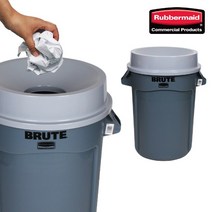 업소용러버메이드 벤티드 브루트+천공형뚜껑 세트 원형 컨테이너 휴지통 리빙박스 대형쓰레기통 분리수거함 (121ℓ)주방119, 파랑, 2) 브루트