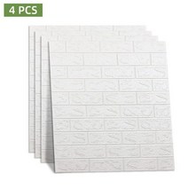 SAENAL 3D 벽 스티커 자체 접착 벽지 모조 벽돌 집 장식 패널 거실 TV 배경 홈 데코 12 개 8 4 개, White-4pcs (Thanks)