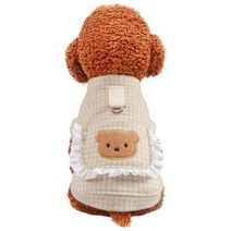 강아지 겨울옷 코트 입히기쉬운 아우터 방한복 양털옷 점퍼 반려견 무스탕 조끼 패딩, 깅엄체크베어커플-베스트,L-약10-12근