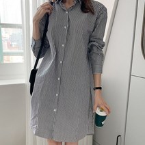 코지 여자 여름 루즈핏 깔금한 데일리 스트라이프 롱 남방