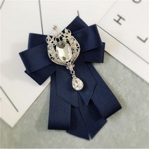리본타이 패션 큰 나비 넥타이 크리스탈 술 리본 칼라 브로치 여성 빈티지 우아한 의상 쥬얼리 핀 레드 블루