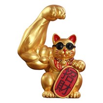 중국어 근육 팔 입상 풍수 고양이 흔들며 행운 환영 고양이 문 인테리어 거실 장식 장식품, 수지, 행운을 빕니다