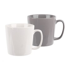 심플 커피컵 찻잔 머그컵 400ml 그레이+화이트 2P세트, 그레이1P+화이트1P